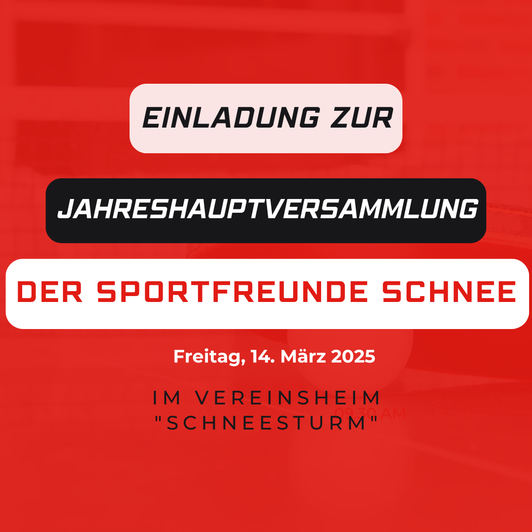 Einladung Jahreshauptversammlung Sportfreunde Schnee Tischtennis in Witten